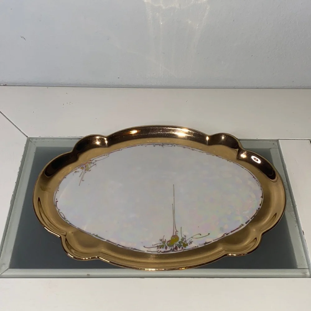 Vintage Bavaria Fine China, Iridescent Lusterware, Platter & Bowl Set 1920’s